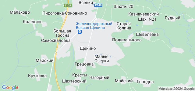 Щекино на карте России. Карта донского тульской области