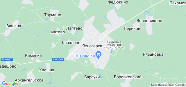 Ясногорск на карте. Покажи карту Ясногорска.